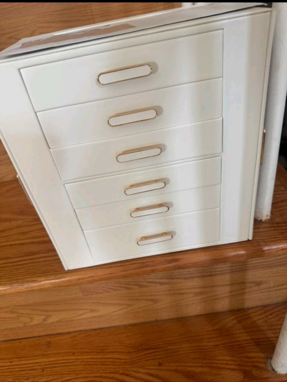 White Jewelry Storage Box with Mirrors - Elegant Multi-Drawer Organizer - Picture 6 of 7